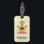 Retro Robot Illustration Personalised Kids Luggage Tag<br><div class="desc">Cool retro style toy robot on personalised kid's luggage tags.</div>