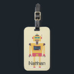 Retro Robot Illustration Personalised Kids Luggage Tag<br><div class="desc">Cool retro style toy robot on personalised kid's luggage tags.</div>