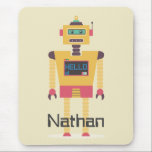 Retro Robot Illustration Personalised Kids Mouse Pad<br><div class="desc">Cool retro style toy robot on personalised kid's mouse pad.</div>