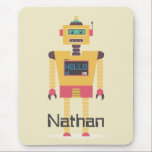 Retro Robot Illustration Personalised Kids Mouse Pad<br><div class="desc">Cool retro style toy robot on personalised kid's mouse pad.</div>