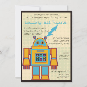 Retro Robot-kids birthday invitation -6