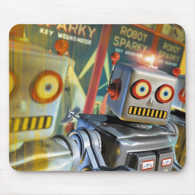 Retro Robot Mouse Pad (Front)