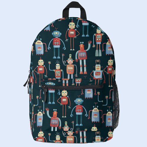 Retro Robot Pattern Printed Backpack