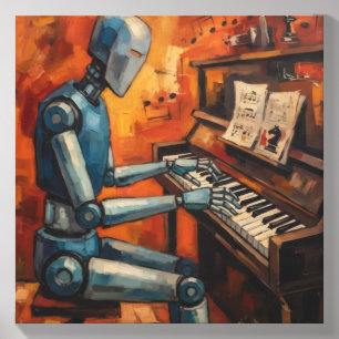 RETRO ROBOT PIANIST V EXPRESSIVE ROBOT MELODY CANVAS PHOTO TILE
