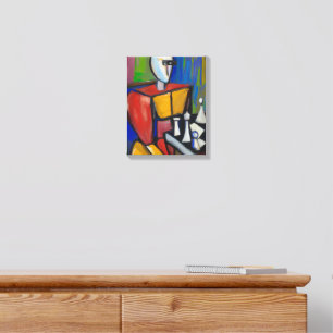 RETRO ROBOT PLAYING CHESS COLOURFUL DECORATIVE CANVAS PHOTO TILE