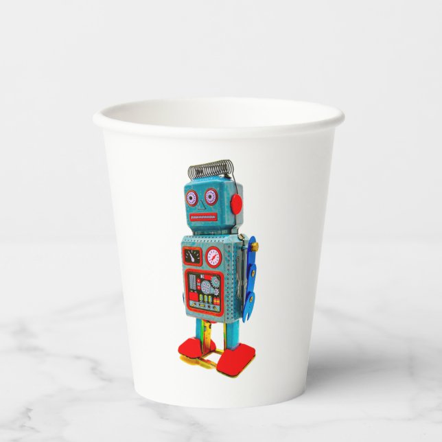  RETRO ROBOT STICKER PAPER CUPS (Front)