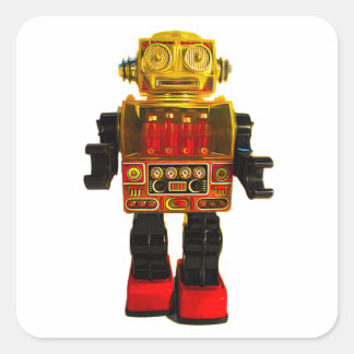  RETRO ROBOT STICKER. SQUARE STICKER