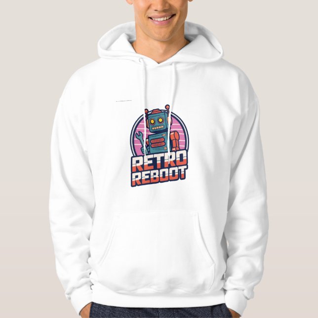 Retro Robot: Vintage Futuristic T-shirt Hoodie (Front)