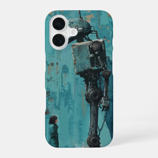 Retro Robot with Girl iPhone Case (Back)