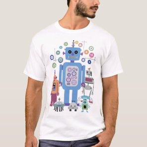 Retro Robots and Gears T-Shirt