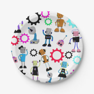 Retro Robots Paper Plates