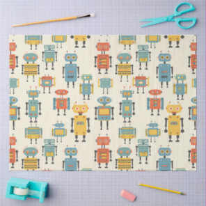 Retro Robots Tissue Paper