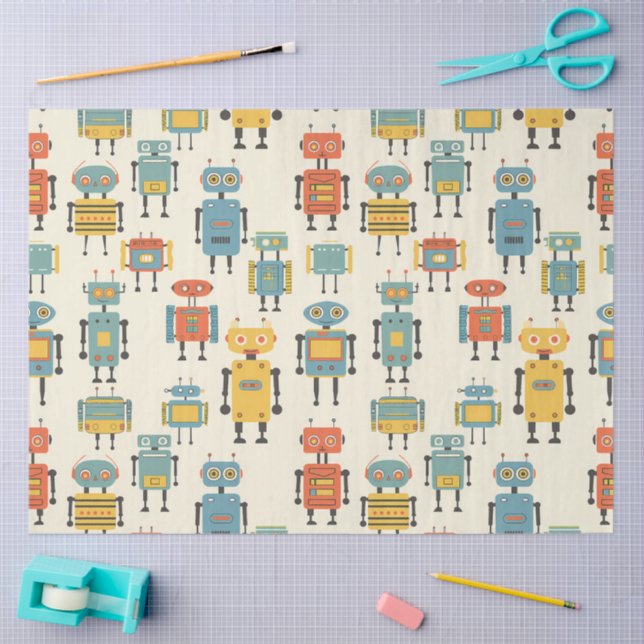 Retro Robots Tissue Paper (Craft)