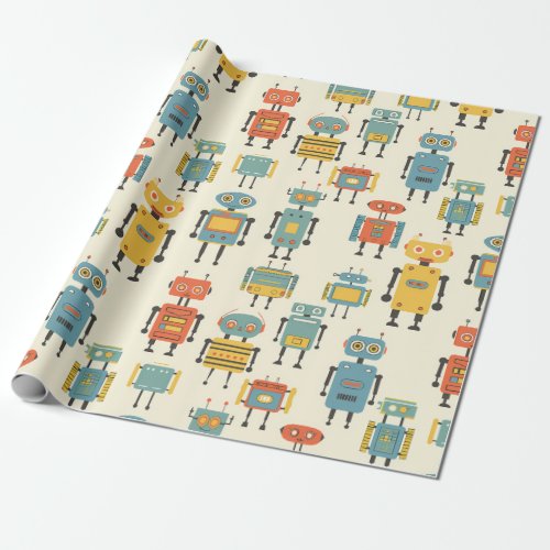 Retro Robots Wrapping Paper