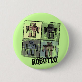 retro robotto badge pinback button