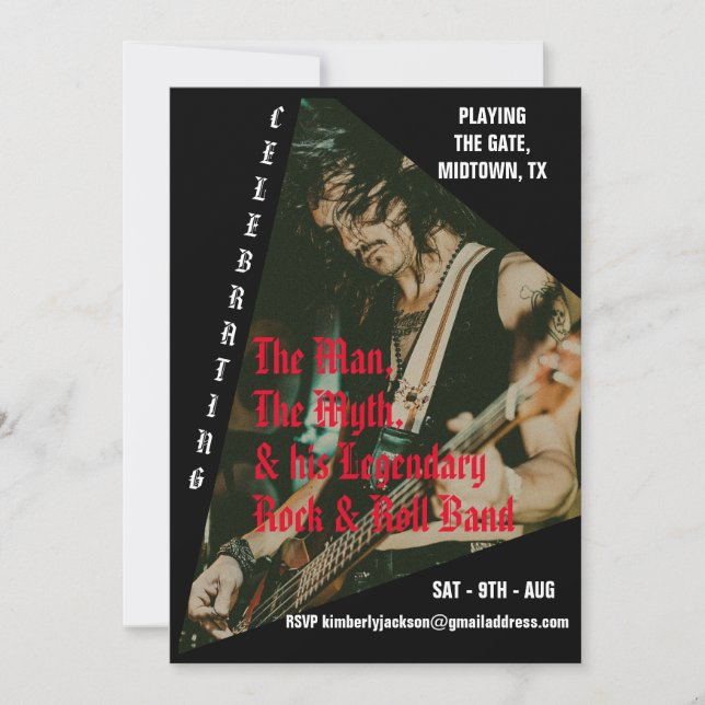 Retro Rock Band Photo Birthday Party  Invitation (Front)