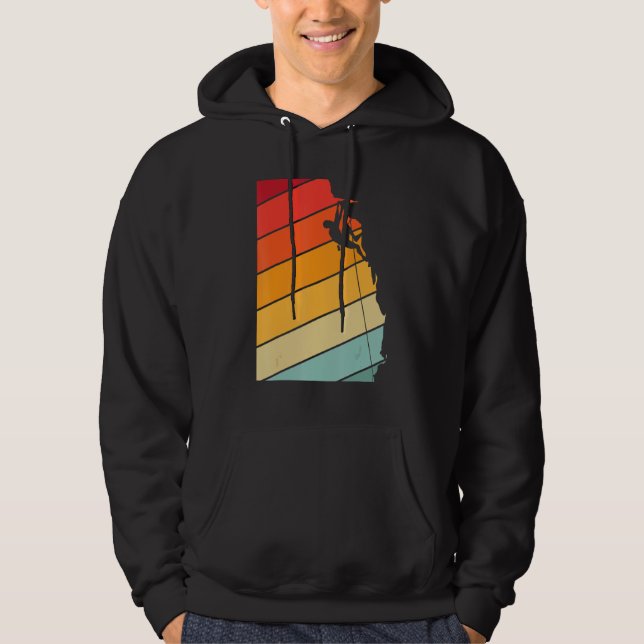 Retro Rock Climbing -Bouldering - Adventure- Wall  Hoodie (Front)
