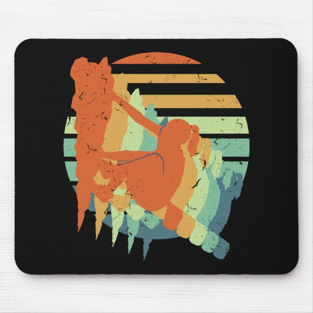 Retro Rock Climbing - Bouldering Mountain Climber Mouse Pad (Front)