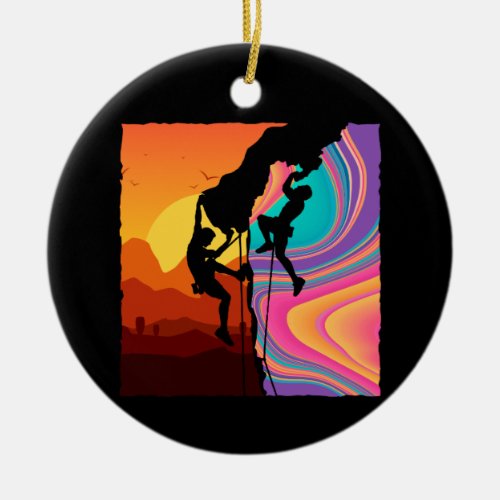 Retro Rock Climbing Bouldering Wall Climber Ceramic Ornament