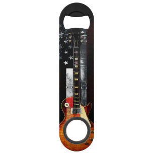 Retro Rock Electic Guitar American Flag Bar Key