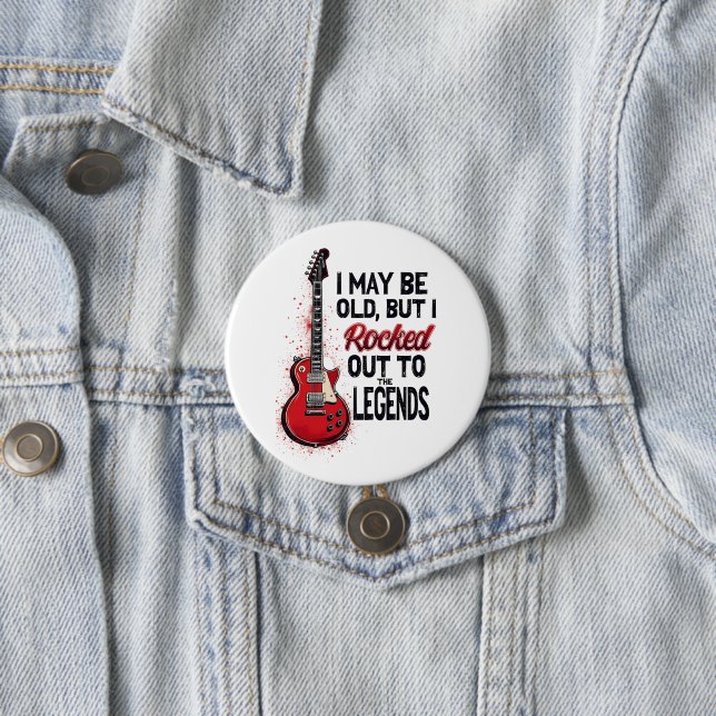 Retro Rock Guitar Classic Music Nostalgia Design Button (In Situ)