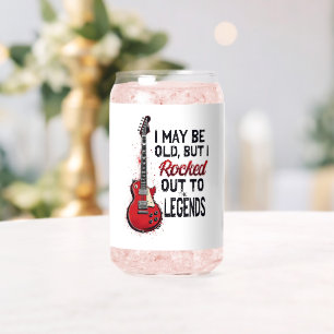 Retro Rock Guitar Classic Music Nostalgia Design Can Glass