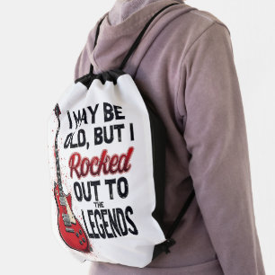 Retro Rock Guitar Classic Music Nostalgia Design Drawstring Bag