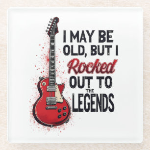 Retro Rock Guitar Classic Music Nostalgia Design Glass Coaster