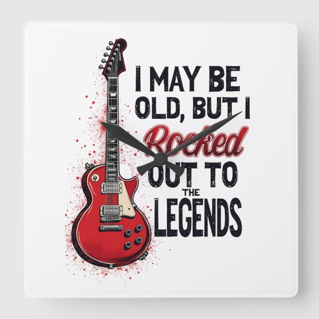 Retro Rock Guitar Classic Music Nostalgia Design Square Wall Clock (Front)