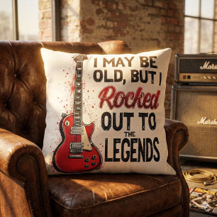 Retro Rock Guitar Classic Music Nostalgia Design Throw Pillow