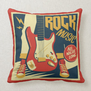 Retro Rock Music throw pillows