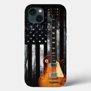 Retro Rock N Roll American Flag Guitar iPhone 13 Case