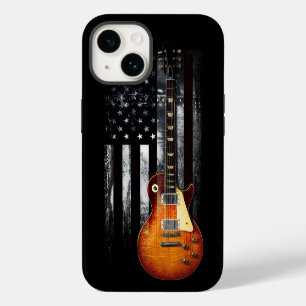 Retro Rock N Roll American Flag Guitar iPhone 14 Case