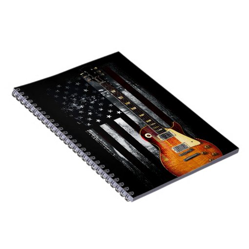Retro Rock N Roll American Flag Guitar Notebook | Zazzle