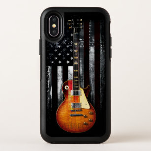 Retro Rock N Roll American Flag Guitar OtterBox Symmetry iPhone X Case