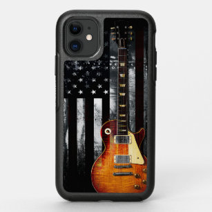 Retro Rock N Roll American Flag Guitar OtterBox Symmetry iPhone 11 Case