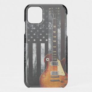 Retro Rock N Roll American Flag Guitar iPhone 11 Case
