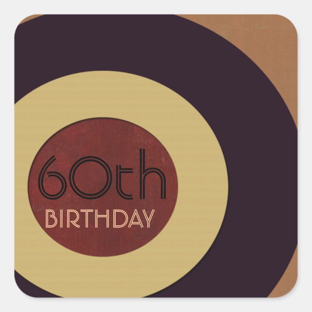 Retro rock n' roll birthday square sticker (Front)