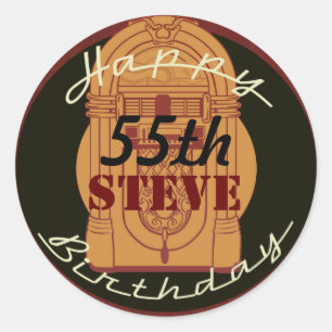 Retro rock n' roll birthday sticker