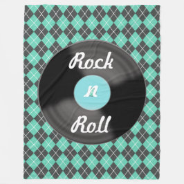 Retro Rock n Roll Record Fleece Blanket Gift