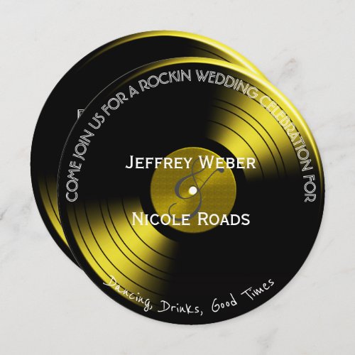 Retro Rock n Roll Vinyl Record Wedding Invitation