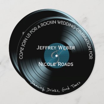 Retro Rock N Roll Vinyl Record Wedding Invitation by My_Wedding_Bliss at Zazzle
