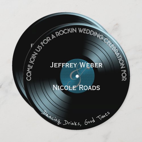 Retro Rock n Roll Vinyl Record Wedding Invitation