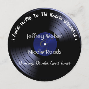 Retro Rock n Roll Vinyl Record Wedding Invitation