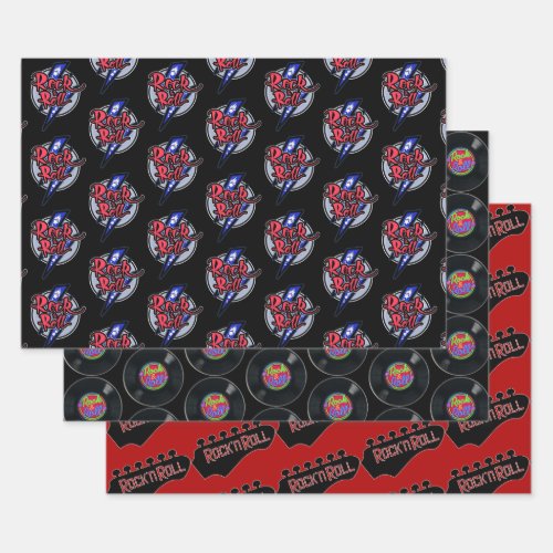 Retro Rock  Roll Collection Wrapping Paper Sheets