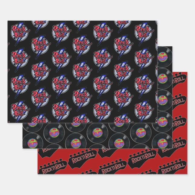 Retro Rock & Roll Collection Wrapping Paper Sheets (Set)