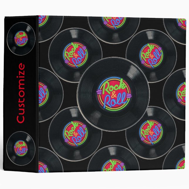 Retro Rock & Roll Vinyl Binder (Front/Spine)