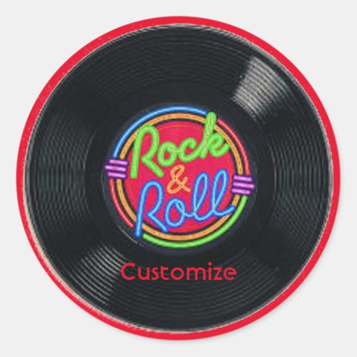 Retro Rock  Roll Vinyl Classic Round Sticker