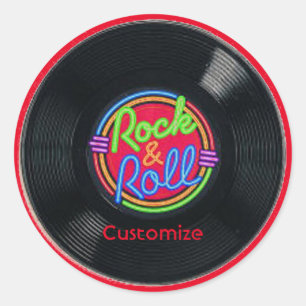 Retro Rock & Roll Vinyl Classic Round Sticker
