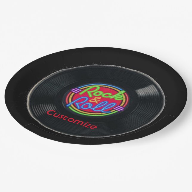 Retro Rock & Roll Vinyl Paper Plates 2 (Angled)